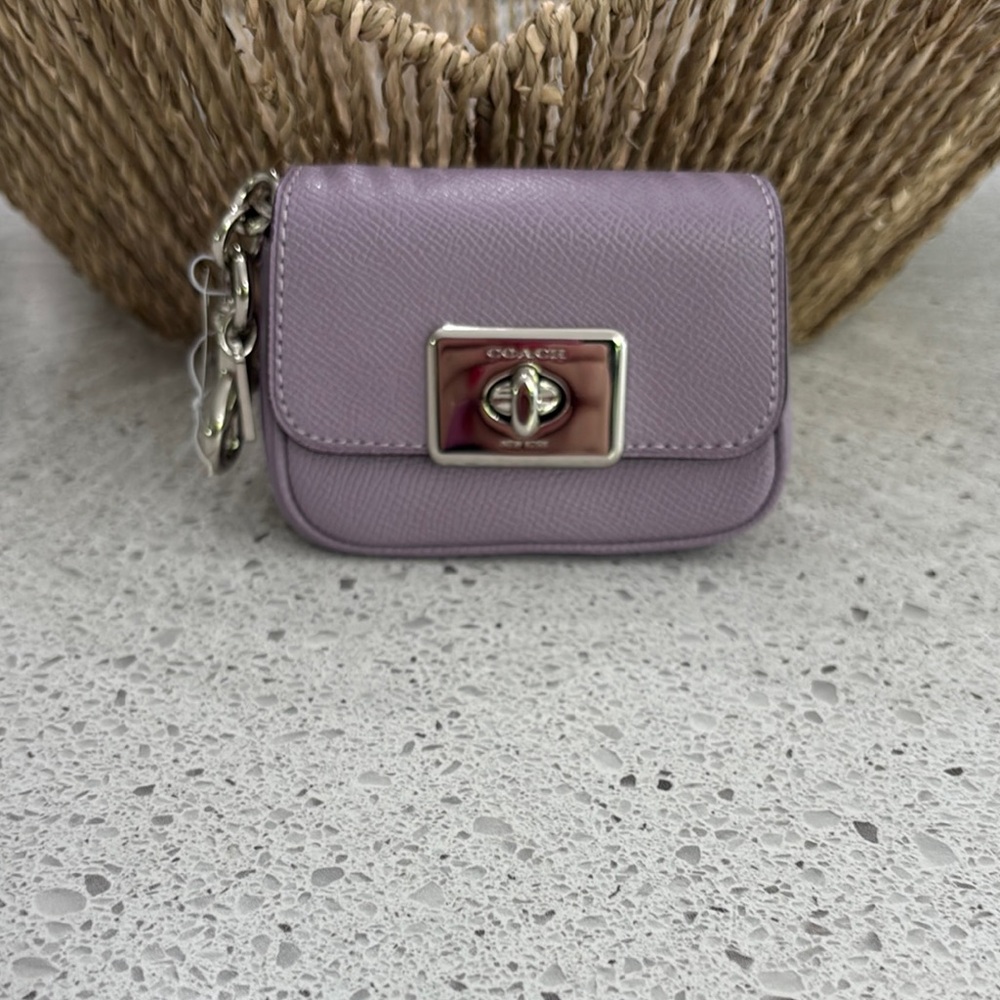 NWT Coach Lavender Mini Purse with Silver Accents